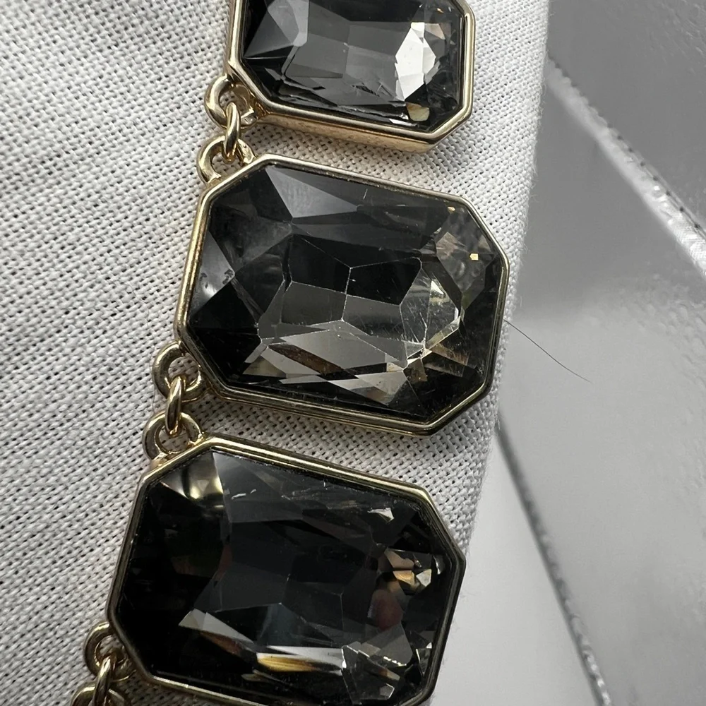 Rhinestones and gold tone necklace